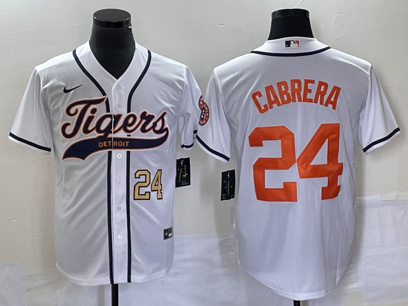 Men Detroit Tigers 24 Cabrera White Joint Name 2025 Nike MLB Jersey style 3